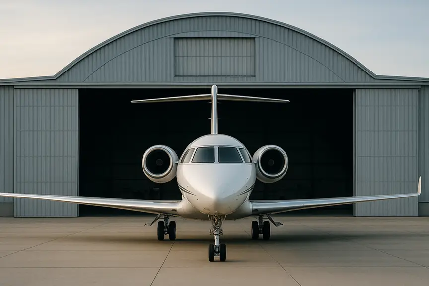 Jato Privado em frente Hangar